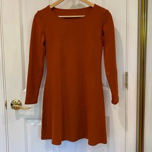 Full sleeves dark orange mini dress